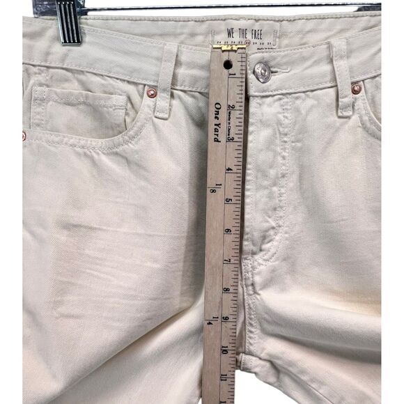 Free People We The Free Jeans Womens 27 Cream Tapered Leg Five Pocket Raw Hem - Picture 6 of 13
